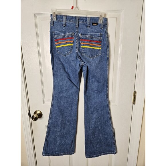 Wrangler x Modcloth Retro 70s Flare Rainbow Pocket High Rise Jeans Womens 2x30 - Picture 7 of 10